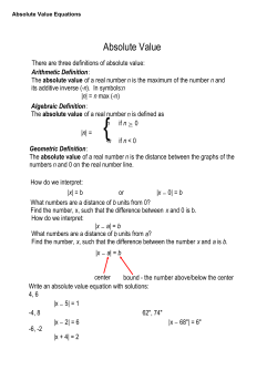 Absolute Value Equations