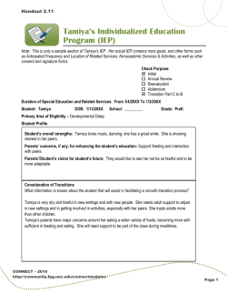 Handout 2.11: Tamiya`s Individualized Education Program (IEP)