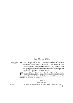 Act No. 5, 1909. An Act to provide for the regulation of motor