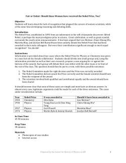 Fair or Unfair: Should these Women have received the Nobel Prize