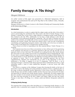 Family therapy: A 70s thing?