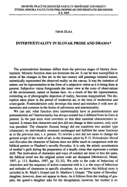INTERTEXTUALITY IN SLOVAK PROSE AND DRAMA*