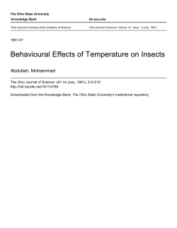 Behavioural Effects of Temperature on Insects
