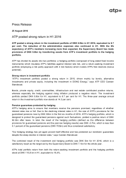 Press Release ATP posted strong return in H1 2016