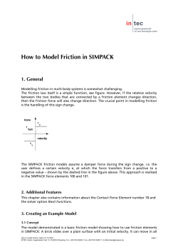 How to Model Friction in SIMPACK 1. General