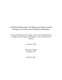 A Referral Relationship: The Hippocratic Doctors and the Asklepios