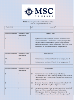 MSC Cruises Group Amenities and Music Point Values Valid for