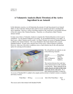 A Volumetric Analysis (Back Titration) of Antacids