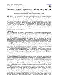 Towards a Universal Tragic Vision in J.P. Clark`s Song of a Goat