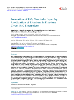 Formation of TiO2 Nanotube Layer by Anodization of Titanium in