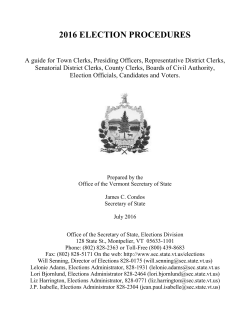 2016 election procedures - Vermont Secretary of State