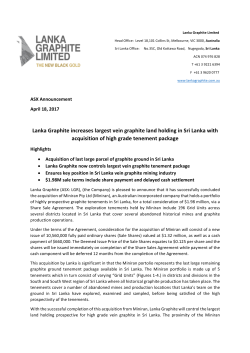 Lanka Graphite increases largest vein graphite land holding in Sri