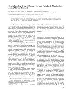 Genetic Sampling Error of Distance ( )2 and