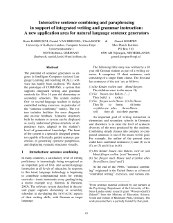 Interactive sentence combining and paraphrasing in support of
