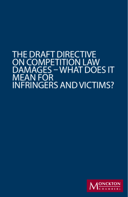 The DrafT DirecTive on compeTiTion Law Damages &ndash; whaT Does iT