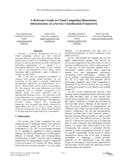 A Reference Guide to Cloud Computing Dimensions: Infrastructure