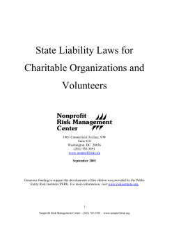 State Liability Laws for Charitable Organizations and