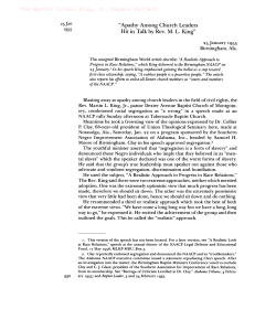 Apathy Among Church Leaders Hit in Talk by Rev. ML King