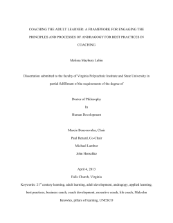 COACHING THE ADULT LEARNER: A FRAMEWORK