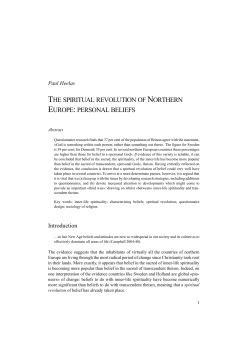 the spiritual revolution of northern europe: personal beliefs