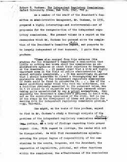 / Robert 1. Cushman. The Independent Regulatory Commissions