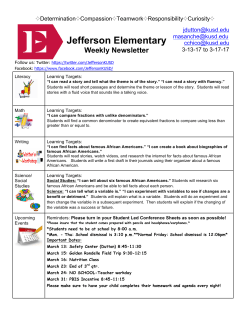 Jefferson Elementary Weekly Newsletter