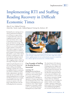 Implementing RTI and Staffing Reading Recovery in Difficult