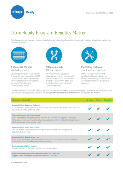 Citrix Ready Program Benefits Matrix