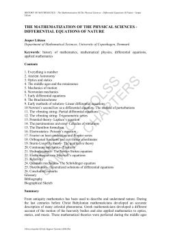 The Mathematization Of The Physical Sciences