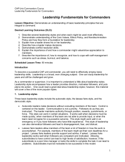 Leadership Fundamentals for Commanders