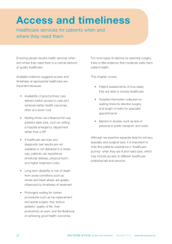 Access and timeliness - Bureau of Health Information