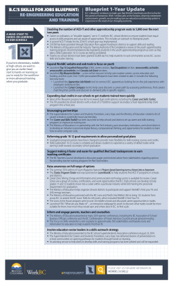 BC`s Skills for Jobs Blueprint: 1-Year Update