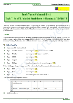 Level 2 MS Excel Task 7: AutoFill, Multiple