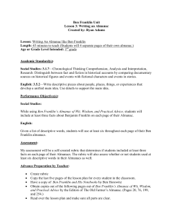 Ben Franklin Unit Lesson 3: Writing an Almanac Created by: Ryan
