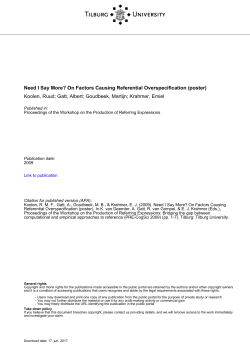 Tilburg University Need I Say More? On Factors