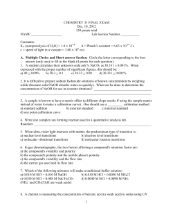 1 CHEMISTRY 31 FINAL EXAM Dec. 10, 2012 150 points total