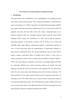 The visual trace of unaccusativity in online processing