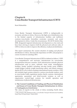 Chapter 8: "Cross Border Transport Infrastructure (CBTI)"