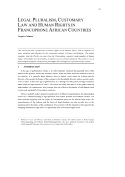 legal pluralism, customary law and human rights in francophone