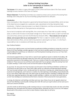Chatham Letter to Townspeople 2014 Final