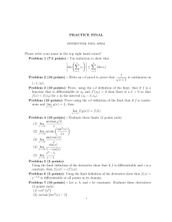 Practice Final Exam - University of Chicago Math