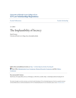 The Implausibility of Secrecy - UF Law Scholarship Repository