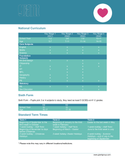 National Curriculum Sixth Form Standard Term Times