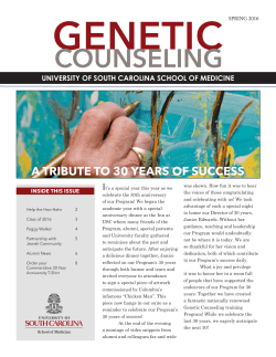 Explore Our USC Genetic Counseling Spring 2016 Newsletter