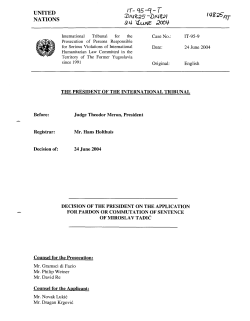 Decision of the President on the Application for Pardon or