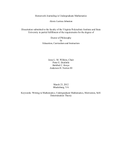 Homework Journaling in Undergraduate Mathematics Alexis Larissa
