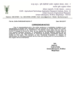 CORRIGENDUM NOTICE Due to typographical error, the entire