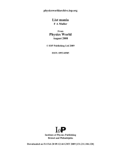 List mania Physics World - Utrecht University Repository