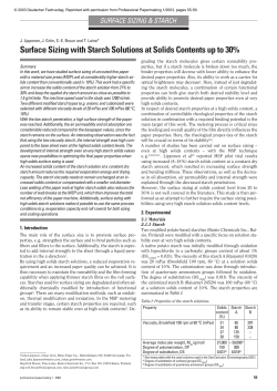 Surface sizing with starch solutions at solids contents up to 30%