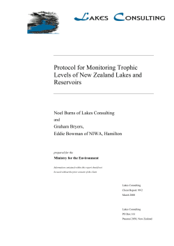 Protocol for Monitoring Trophic Levels of New Zealand Lakes and